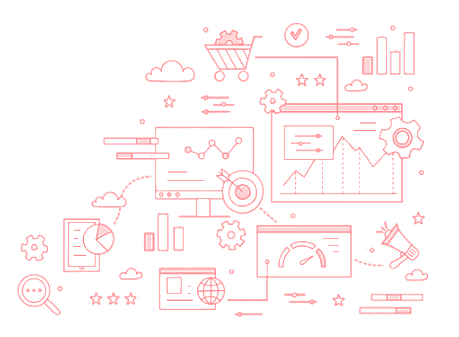 Illustration of employee computer activity analytics — charts, dashboards, productivity gauges and monitoring screens