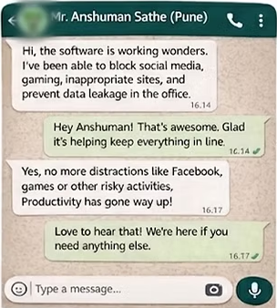 WhatsApp testimonial screenshot from a RED ALERT customer — 3 of 6